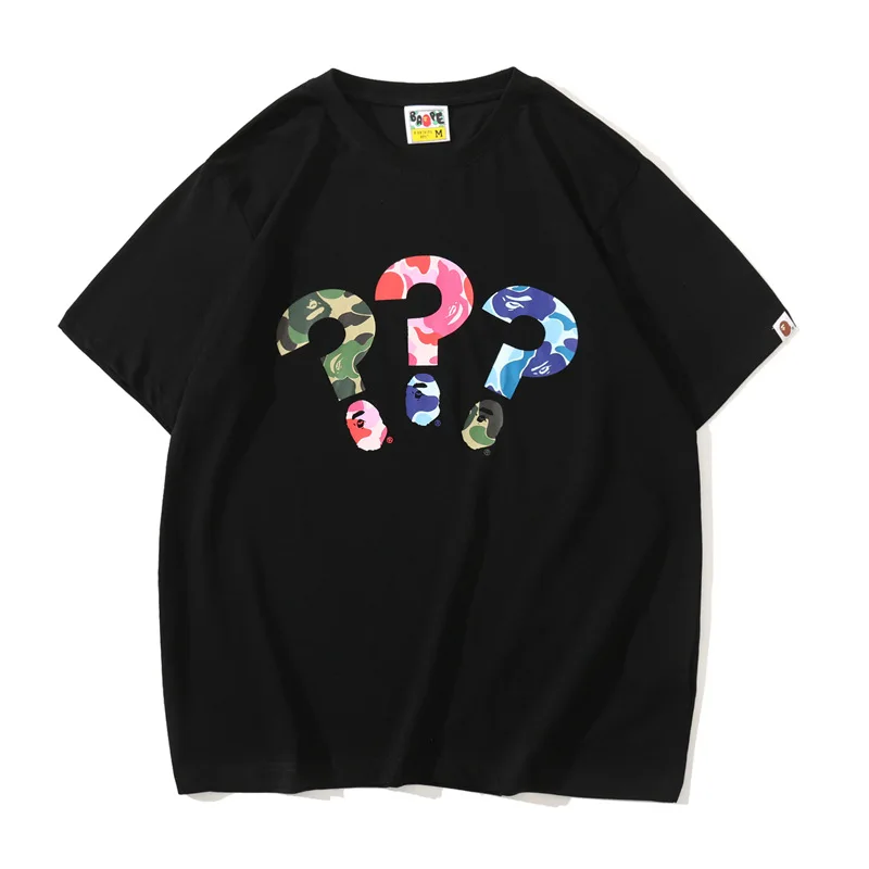 

Loose Casual Wholesale 2022 Summer Three-Color Question Mark Men's And Women's Short-sleeved 100% Cotton T-shirt