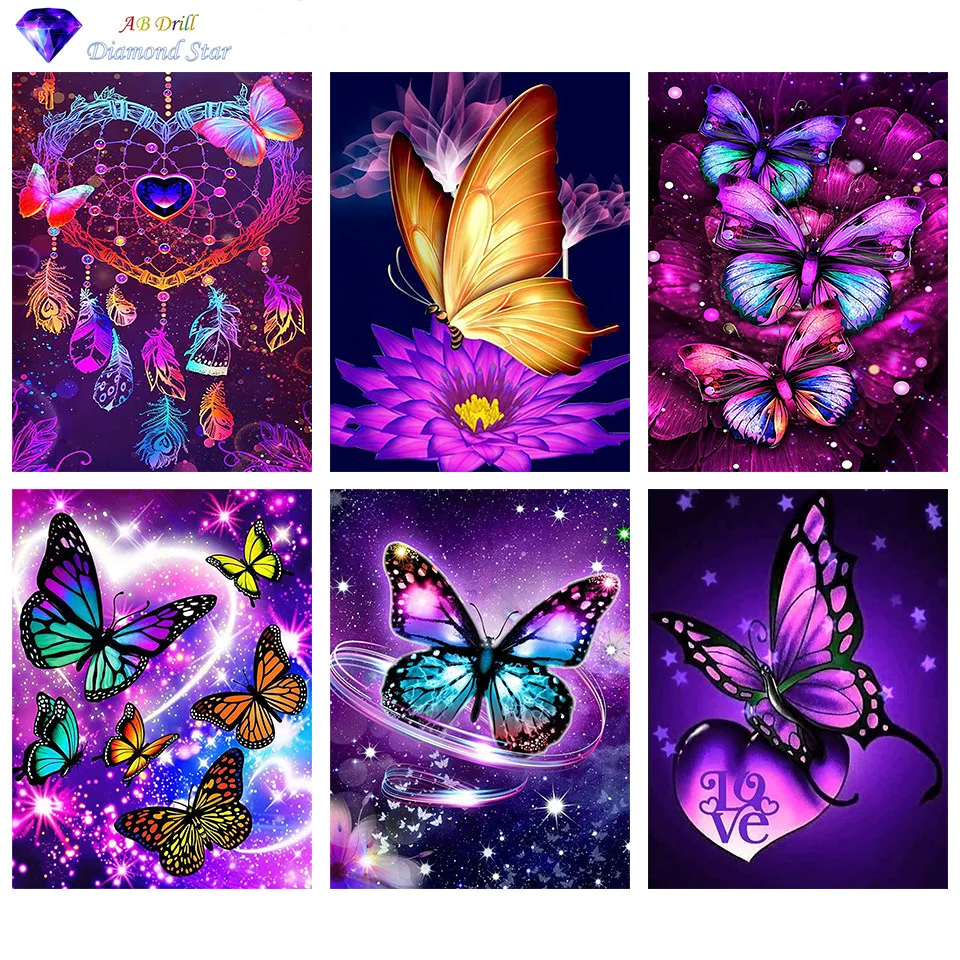 

Full Square/Round AB Drill 5D DIY Diamond Painting butterfly and flower 3D Embroidery Cross Stitch 5D Home Decor Gift