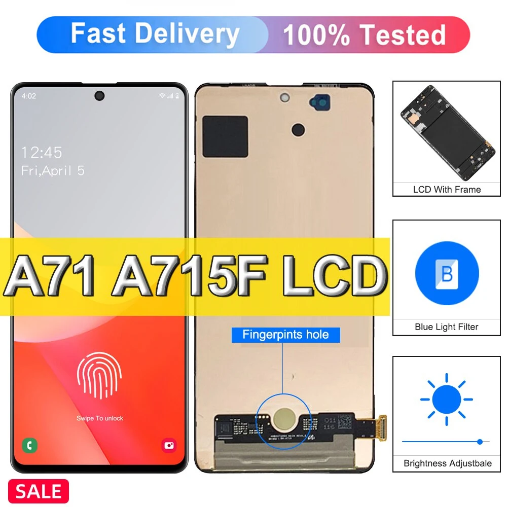 6 7 &quotAMOLED для Samsung Galaxy A71 ЖК-дисплей дигитайзер сенсорного экрана в сборе с рамкой
