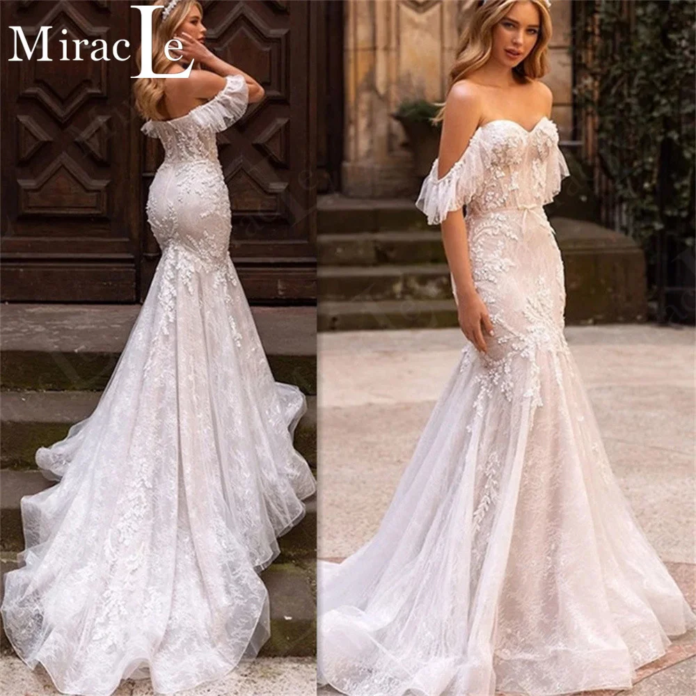 

Luxurious Sweetheart Wedding Dresses For Women Mermaid Lace Appliques Wedding Gown For Bride Backless Vestidos De Novia