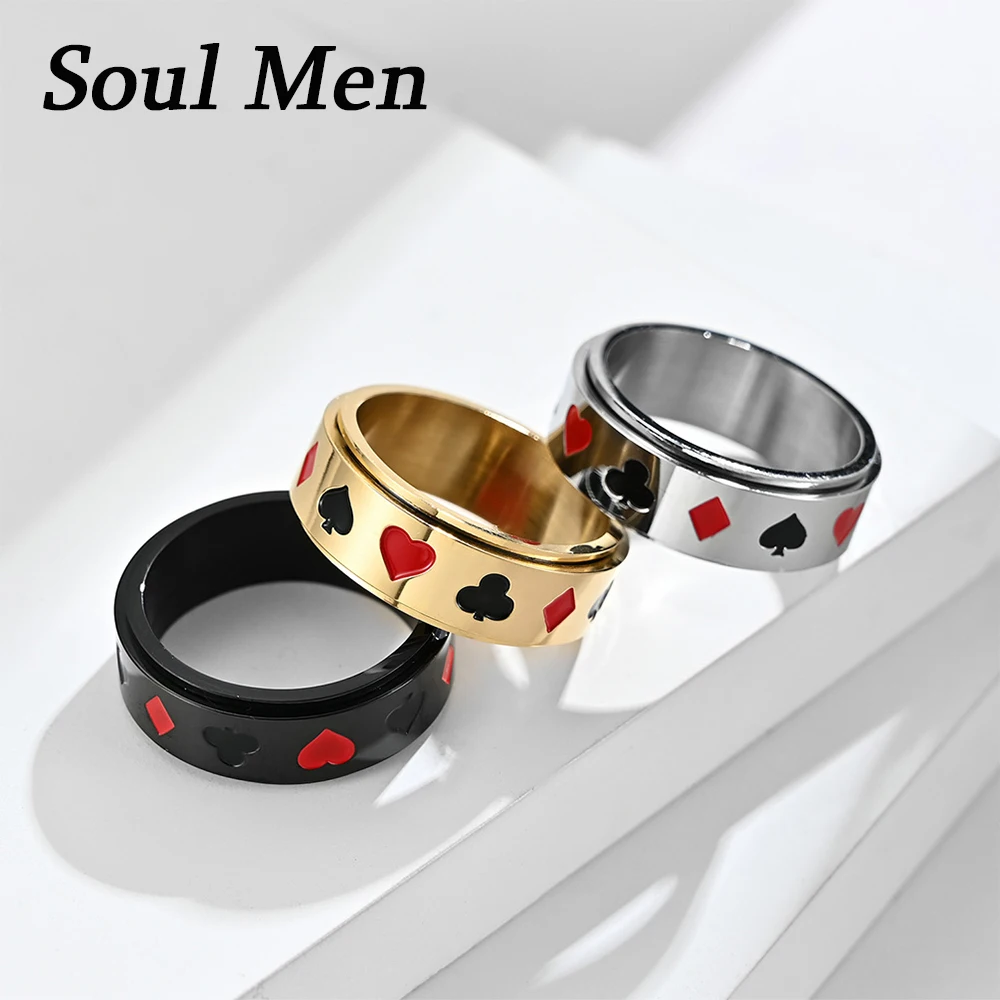 Кольцо мужское поворотное из нержавеющей стали золотого и серебряного цвета 8 мм