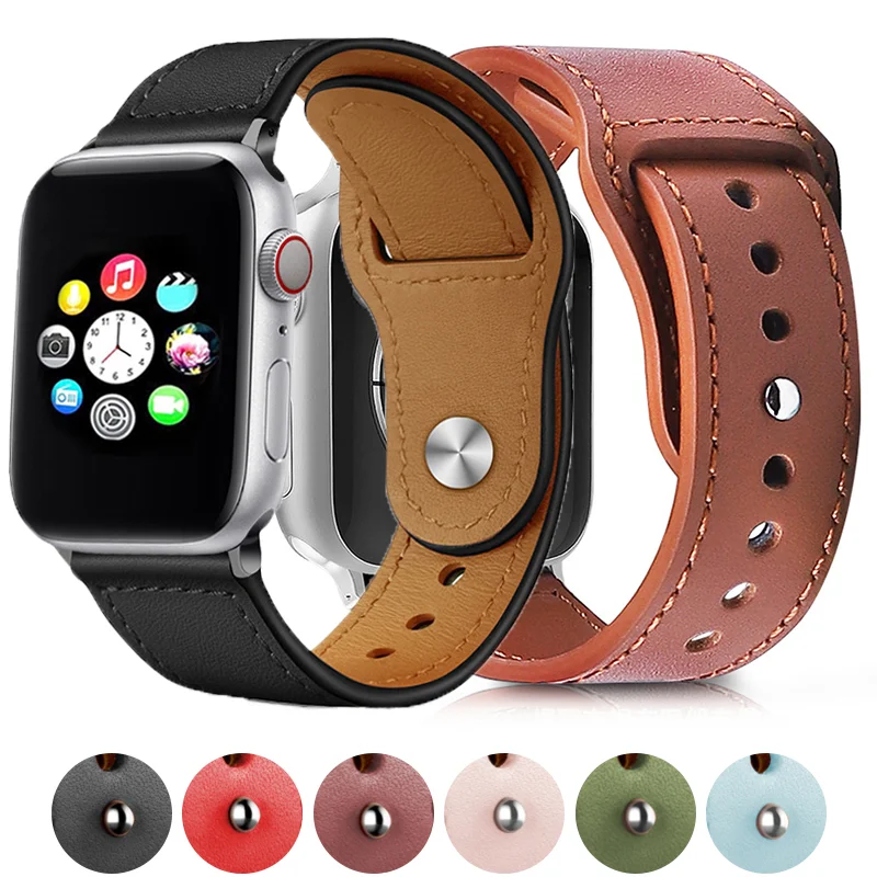 

Leather Strap For Apple Watch Band 8 41mm 45mm Correa 42mm/38mm watchband Genuine bracelet iWatch Series 7 6 5 4 3 SE 44mm 40mm