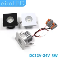 etrnled 3w led ceiling spotlights square mini spot 12v 24v interior home cabinet recessed down light with quick connector cree