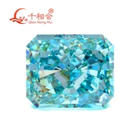 paraiba color blue color rectangle shape radiant brilliant crushed ice cut cubic zirconia loose stone cz stone