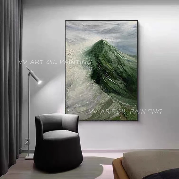 100% г. ручная роспись горный зеленый нож для пикника коричневая картина маслом