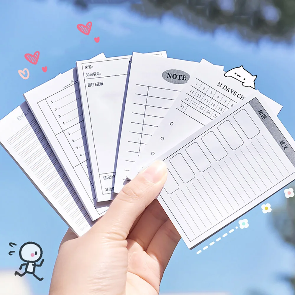 

50 Sheets Memo Pad Sticky Notes Self-adhesive Check List Mini Sticky Note Paper Schedule Planner Stickers Office School Supplies