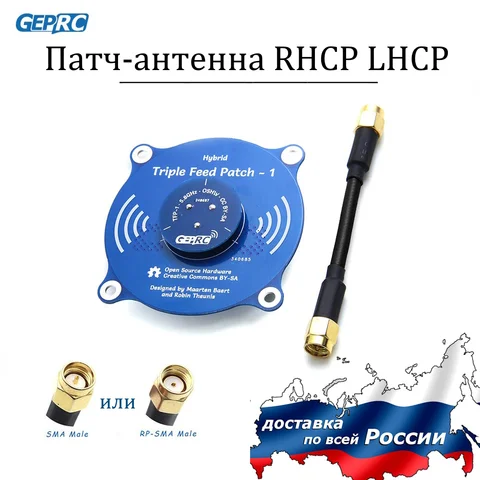 Патч антенна GEPRC LHCP + RHCP двойная поляризация для FPV дронов квадрокоптеров