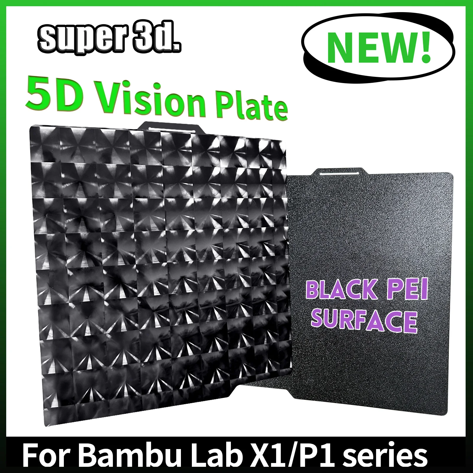 Новый 5D PEI лист для bambu lab Магнитная крышка пластина гладкая обновленная черная текстура PEI кровать для bambu lab P1P X1 3D принтер