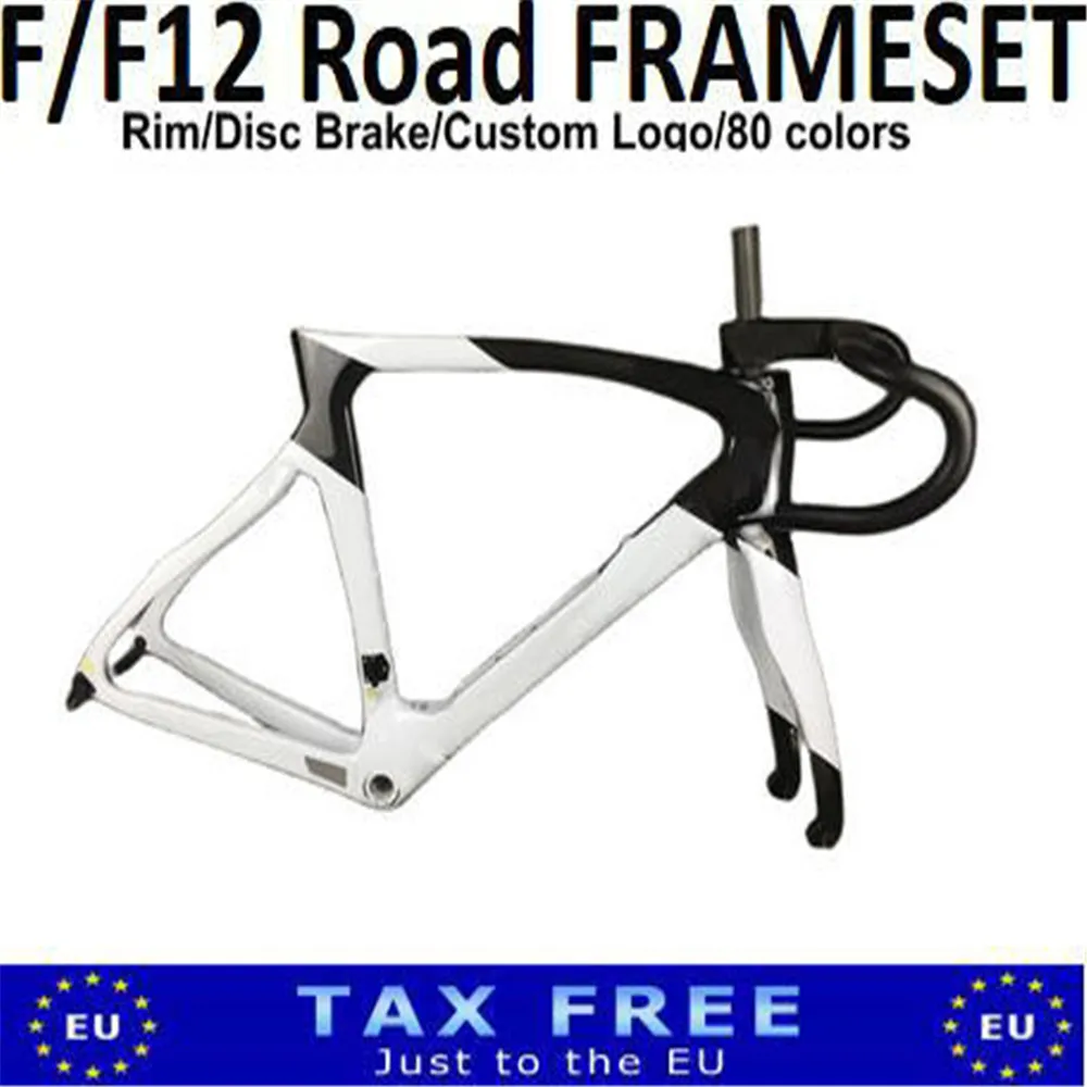 

80 Colors T1100 1K White Black F12 Carbon Bike Frame Glossy Road Frameset and Handlebar