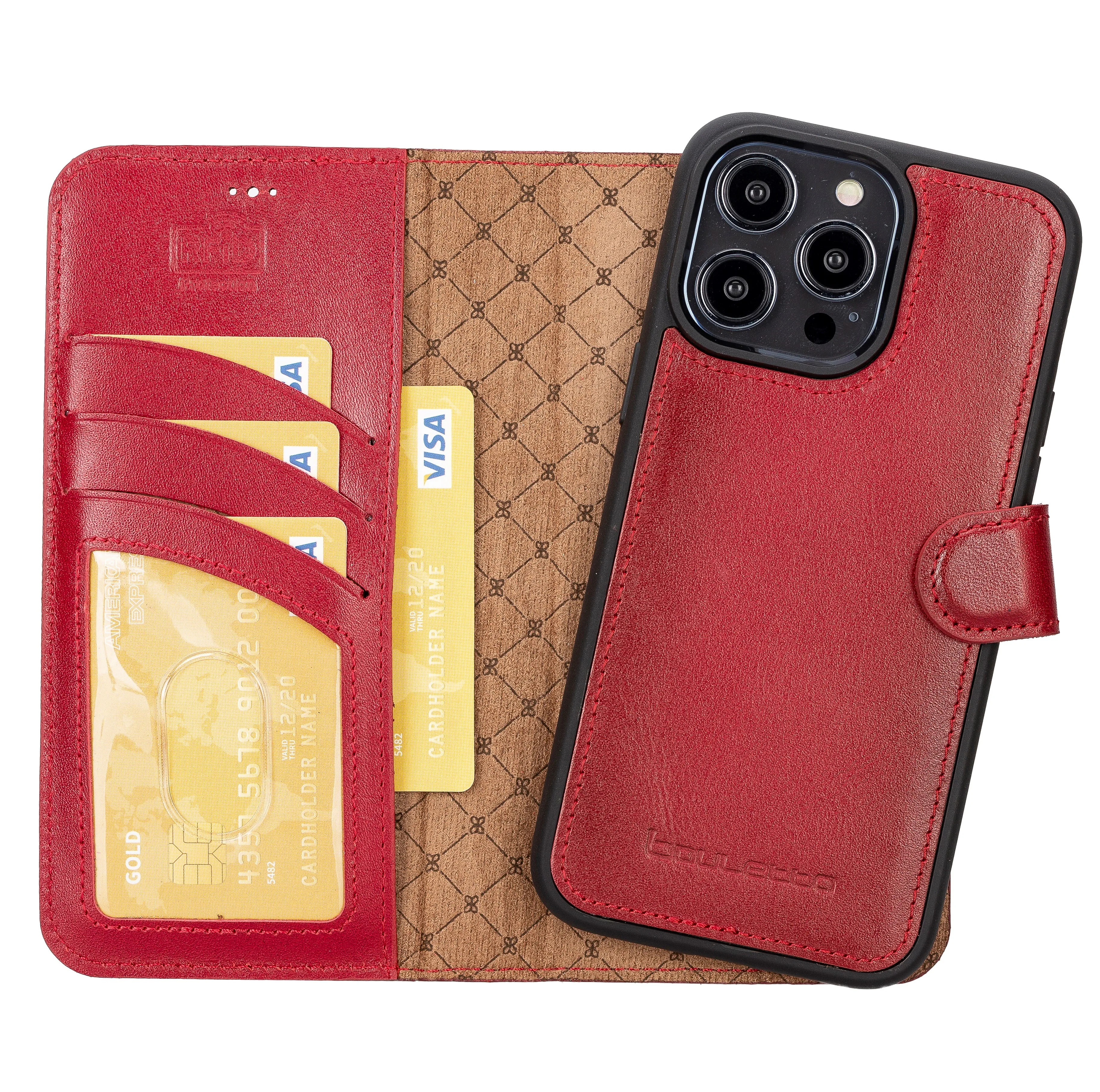 BOULETTA MW Genuine Leather Handmade Wallet Phone Case for iPhone 14 Pro Max 6.7