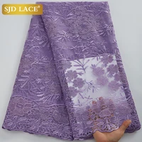 sjd lace latest french tulle lace fabric embroidery african net lace fabric with bead for celebration party dresses sewing a2925