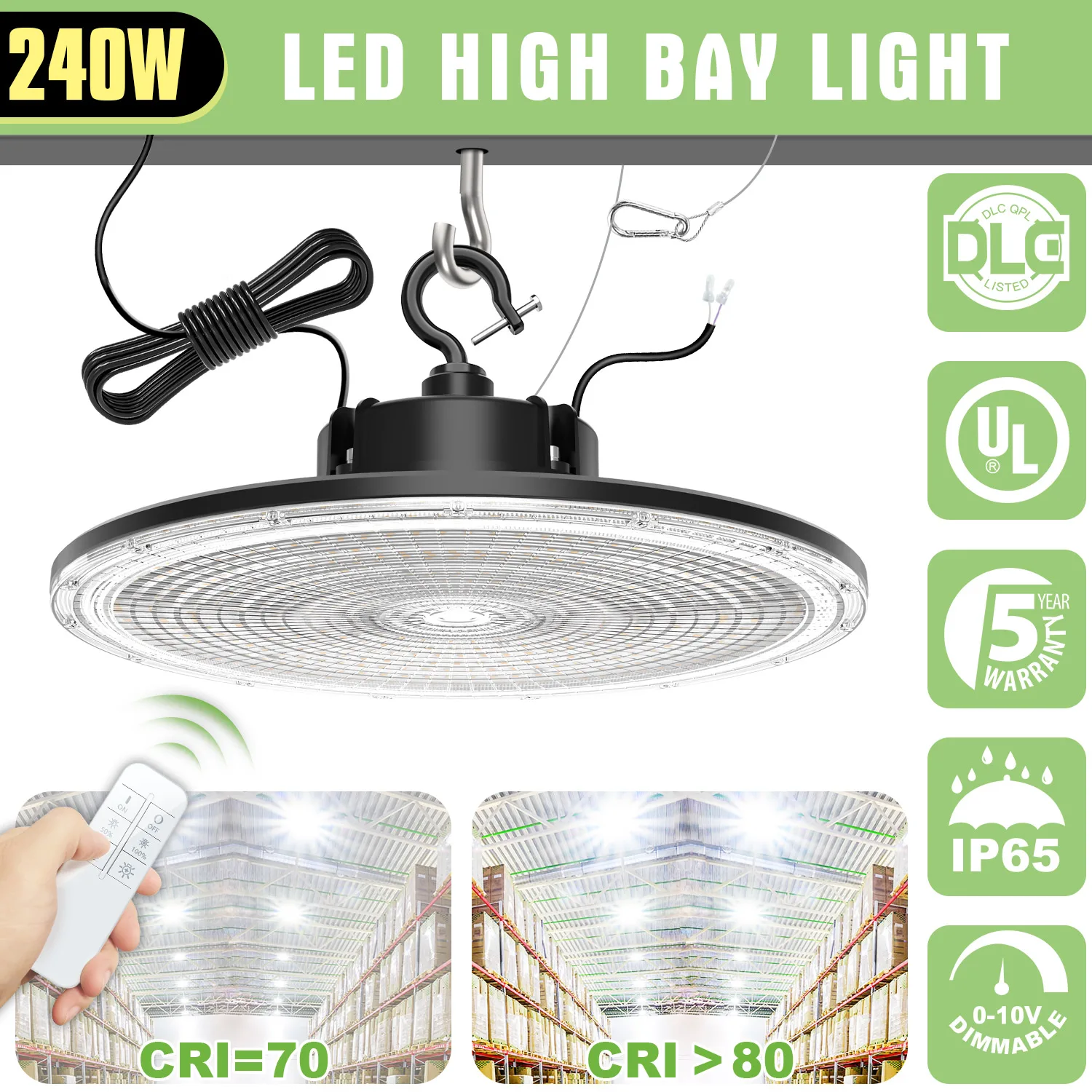 

Ngtlight UFO LED High Bay Light 100W 150W 200W 240W AC100-277V IP65 Waterproof Warehouse Garage Commercial Industrial Lighting