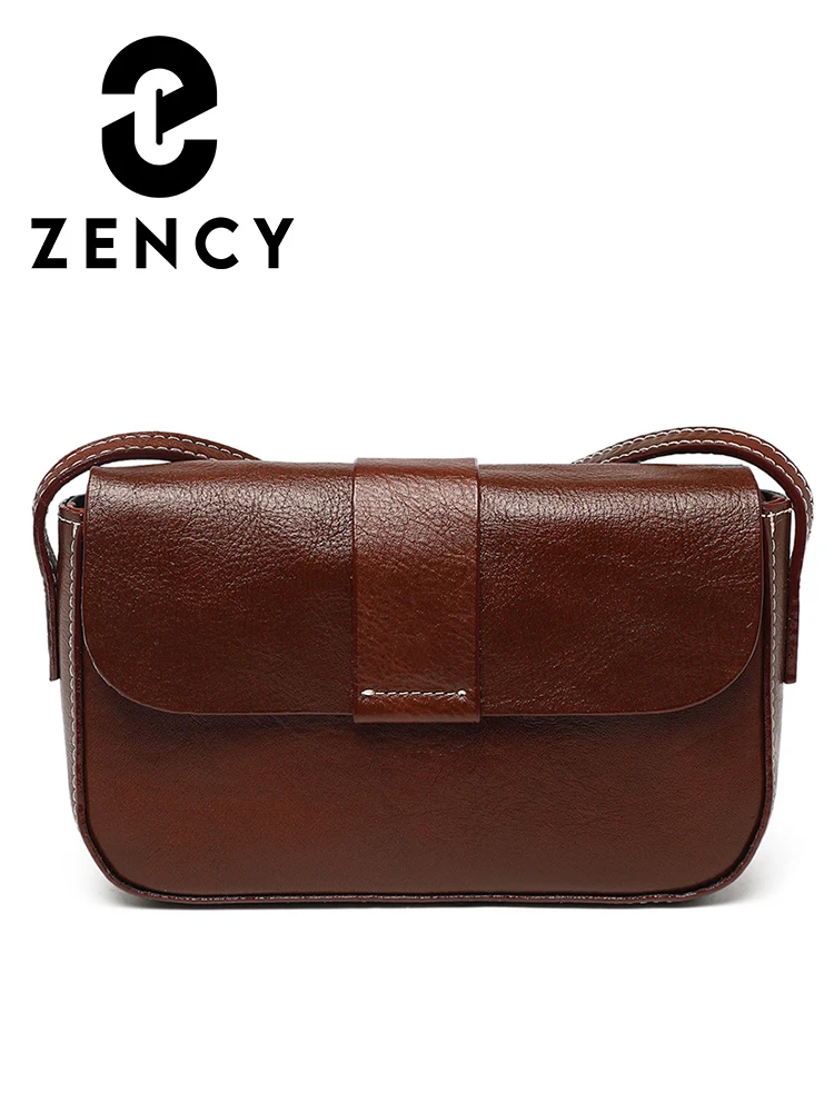 

Zency Soft First Layer Cowhide Small Square Women Crossbody Bags Retro Classic Phone Bag Female Flap Luxury Shoulder Lightweight