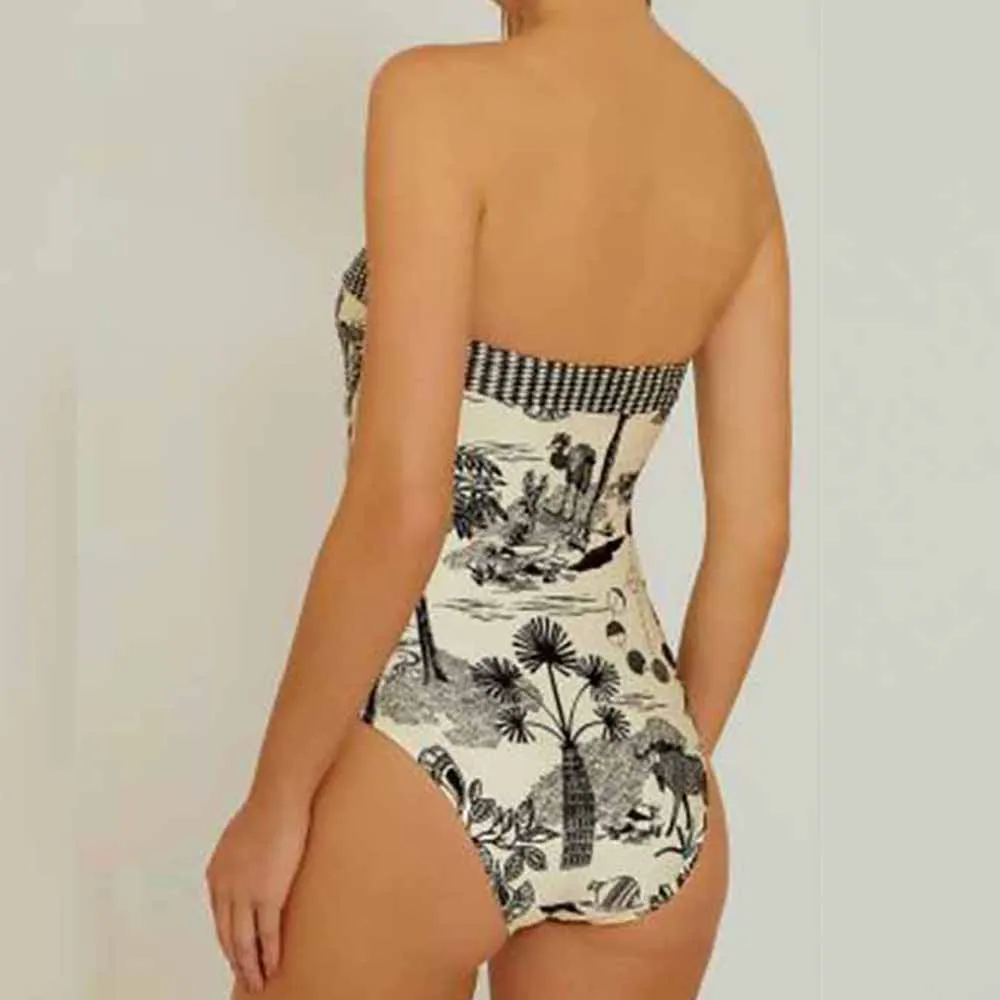 Женский слитный купальник с чашками пуш-ап треугольный пляжная одежда для