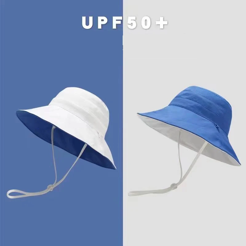 

Summer Reversible Wide Brim Sun Hat Women's Outdoor Travel Beach UPF50+ Bucket Hat Ladies Casual Solid Bob Panama Fisherman Cap