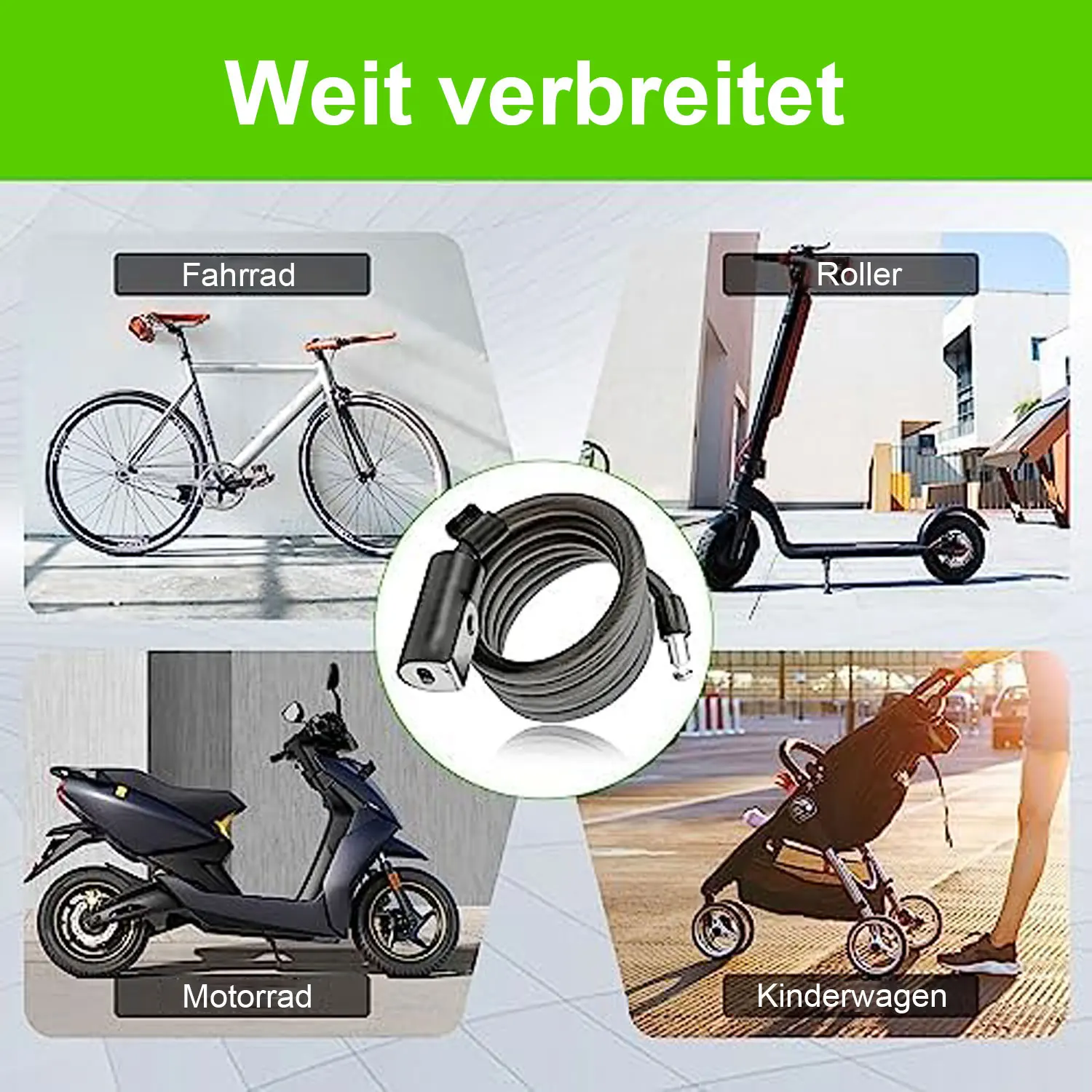 Прочный стальной тросовый велосипедный замок - JTS-K2-Черный с надежной