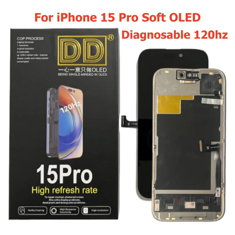 Фото Диагностичный OLED-дисплей 120 Гц (мягкий/жесткий) для iPhone 14 Pro Max, DD 17, 15 Pro, 13 Pro Max, LCD-экран с 3D Touch и дигитайзером в сборе №1