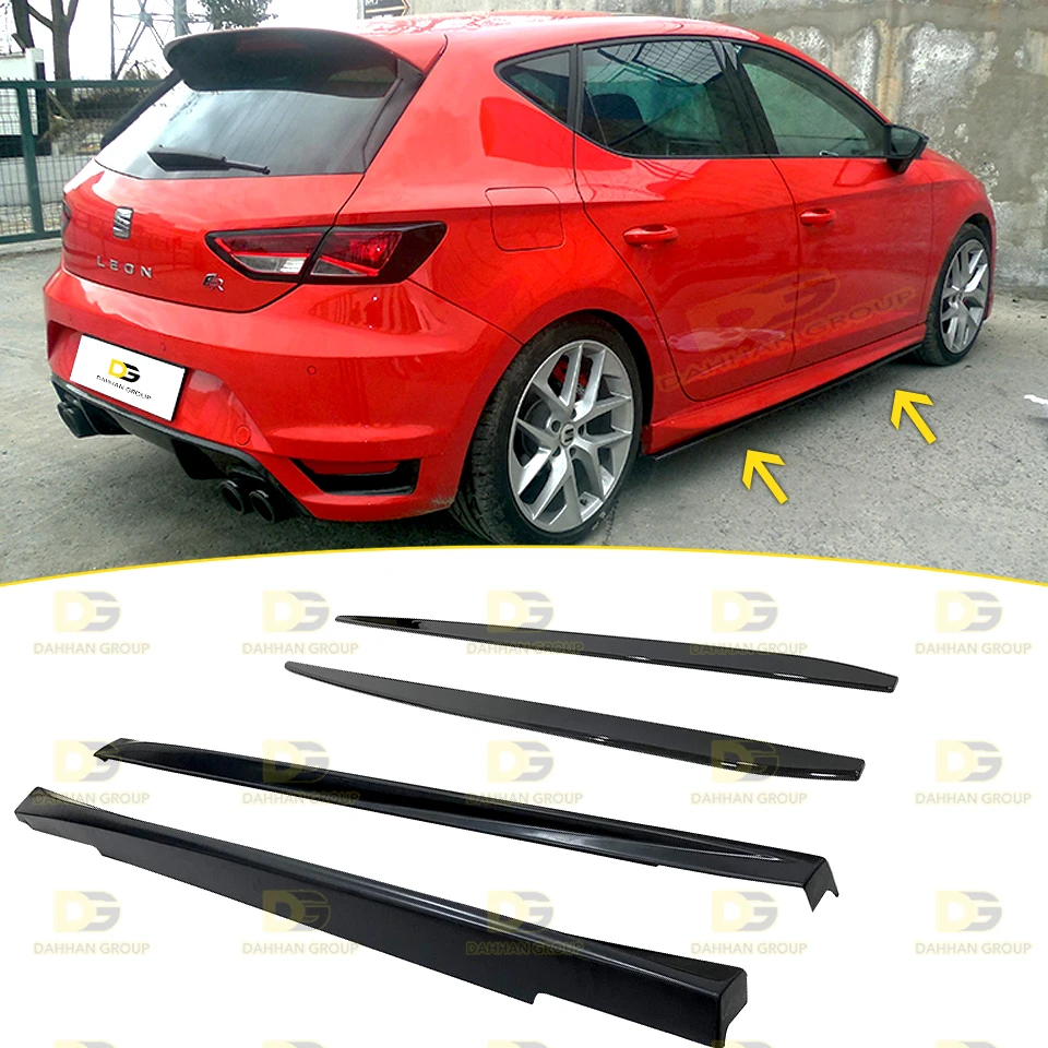 Seat Leon MK3 2012 - 2020 Aero Style Side Skirts and Side Blade Extension Left and Right Raw or Painted Surface Plastic Set FR