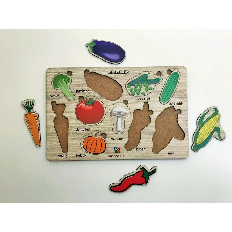 Woodzzle 10 штук деревянных развивающих обучающих головоломок Овощи Бултак деревянная головоломка детская игра Монтесорри Woodzzle 10 штук деревянных развивающих обучающих головоломок Овощи Бултак деревянная головоломка детская игра Монтесорри