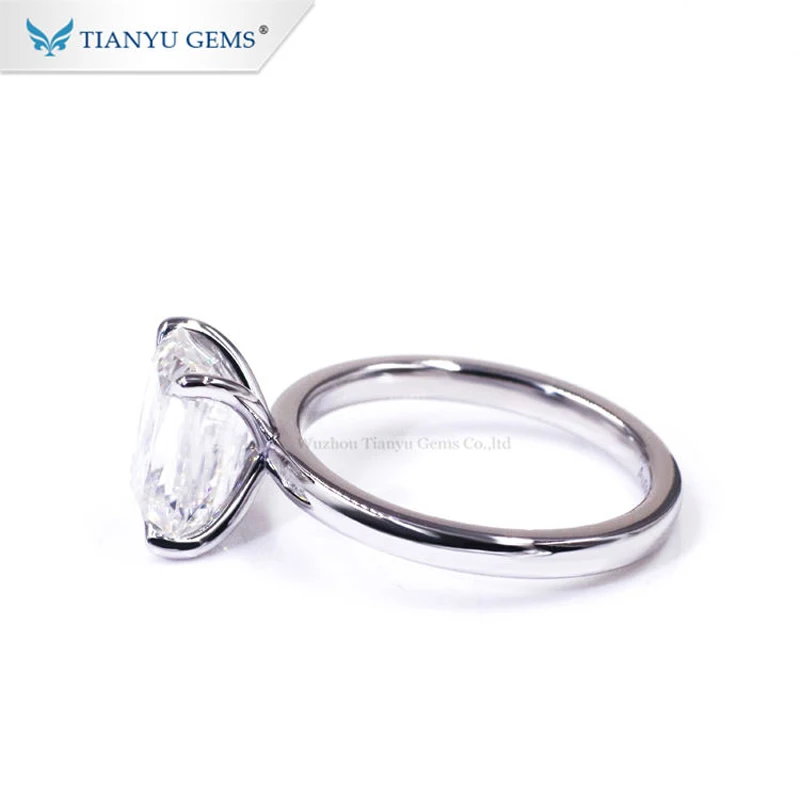 Tianyu Gems 8X7.5mm Criss Cut Moissanite D VVS Solitaire Diamond Rings 14k/18k White Gold Women Wedding Ring Custom Fine Jewelry