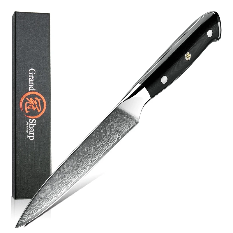 

5-дюймовый универсальный нож VG10, японские кухонные ножи из дамасской нержавеющей стали для шеф-повара, инструменты для готовки овощей, фрукт...