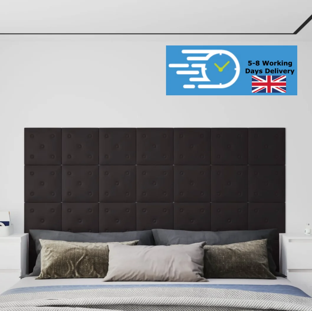 

Headboard for bed Wall Panels 12 pcs Black 30x30 cm Faux Leather 1,08 m², bedroom furniture