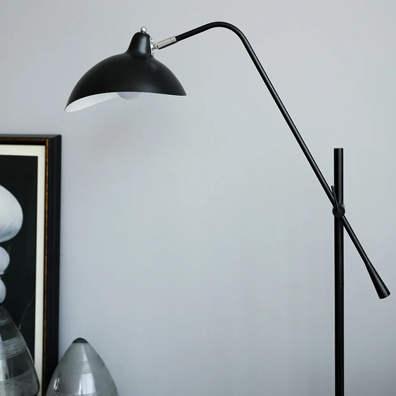 Скандинавский черный торшер с мраморным основанием для гостиной кабинета