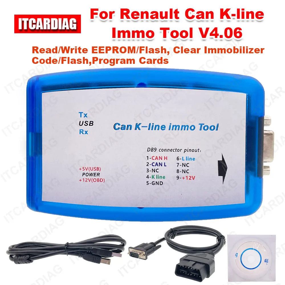 Для Renault Can K-line Immo Tool V4.06 для CAN ECU OBD2 Programmer чтения и записи иммобилизатора EEPROM FLASH