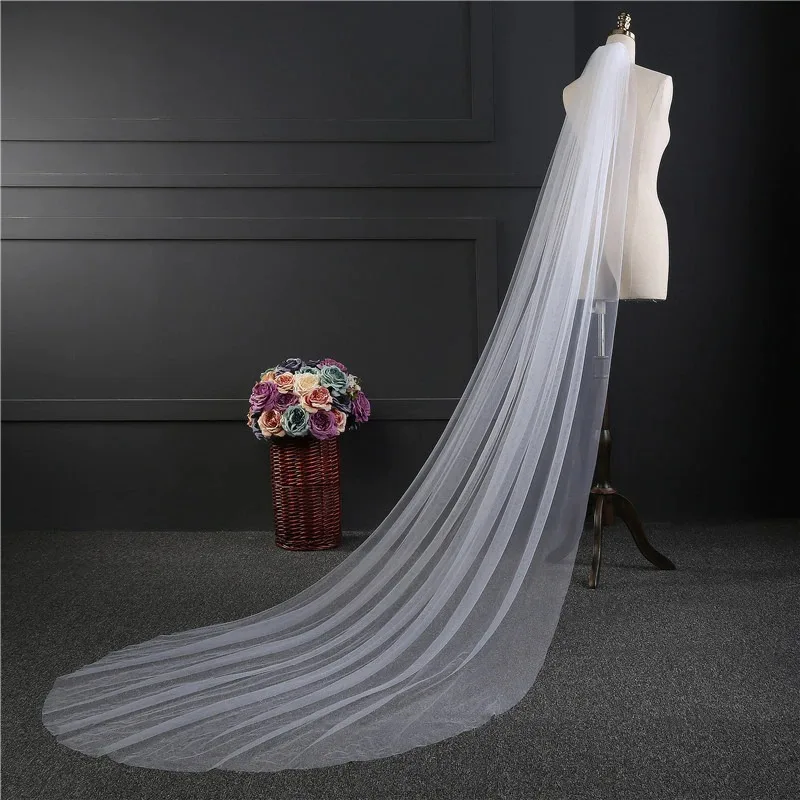 

Cheap Real Photos 3M or 2M White/Ivory Wedding Veil One-layer long Bridal Veil Head Veil Wedding Accessories Hot Sell C2701