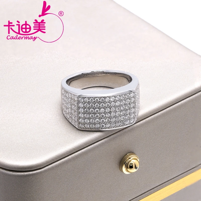 CADERMAY Jewelry 100% S925 Silve Trendy  DEF Round Shape  Moissanite Hot Sale Anniversary  Gifts Rings For Women