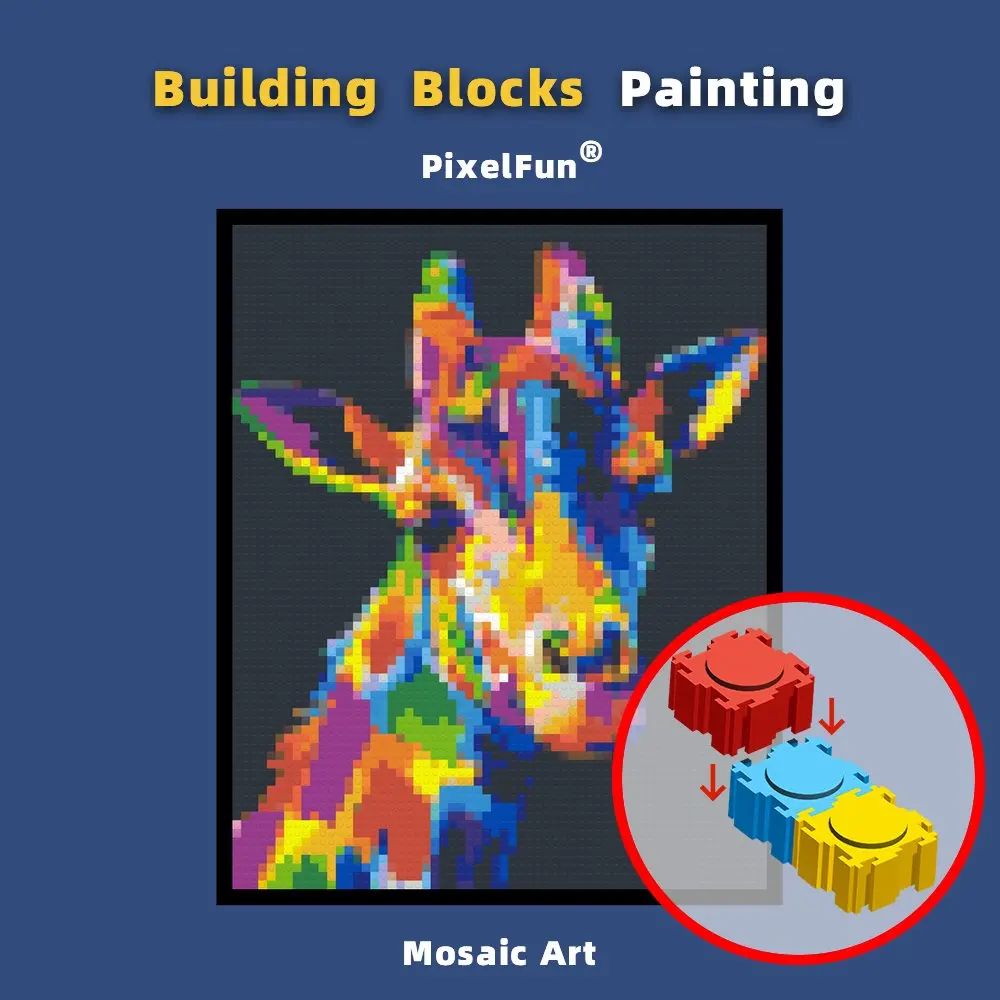

PixelFun P10023 4800 pcs 43x53cm 17x21 inch Building Blocks Sika Deer Pixel Mosaic Bricks Photo Custom Painting Art Diy Toys