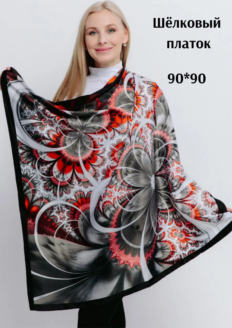 Платок платок женский шелковый на голову в храм шею шейный подарок учителю