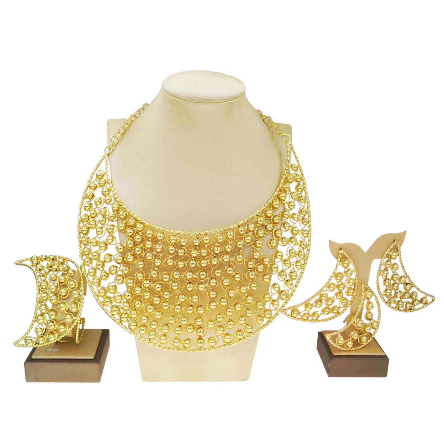 Роскошное Оригинальное большое ожерелье браслет серьги в виде Луны покрытое