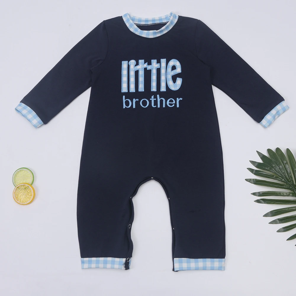 

Little Brother Jumpsuit Baby Boy Clothes Infant Blue Romper Embroidery Long Sleeve Pants Bodysuit Children Outfits For 0-3T Boys