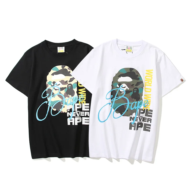 

2022 Summer New Japanese Fashion Brand Plus Size Loose Men's And Women's Street Fashion Short-sleeved Bape T-shirts