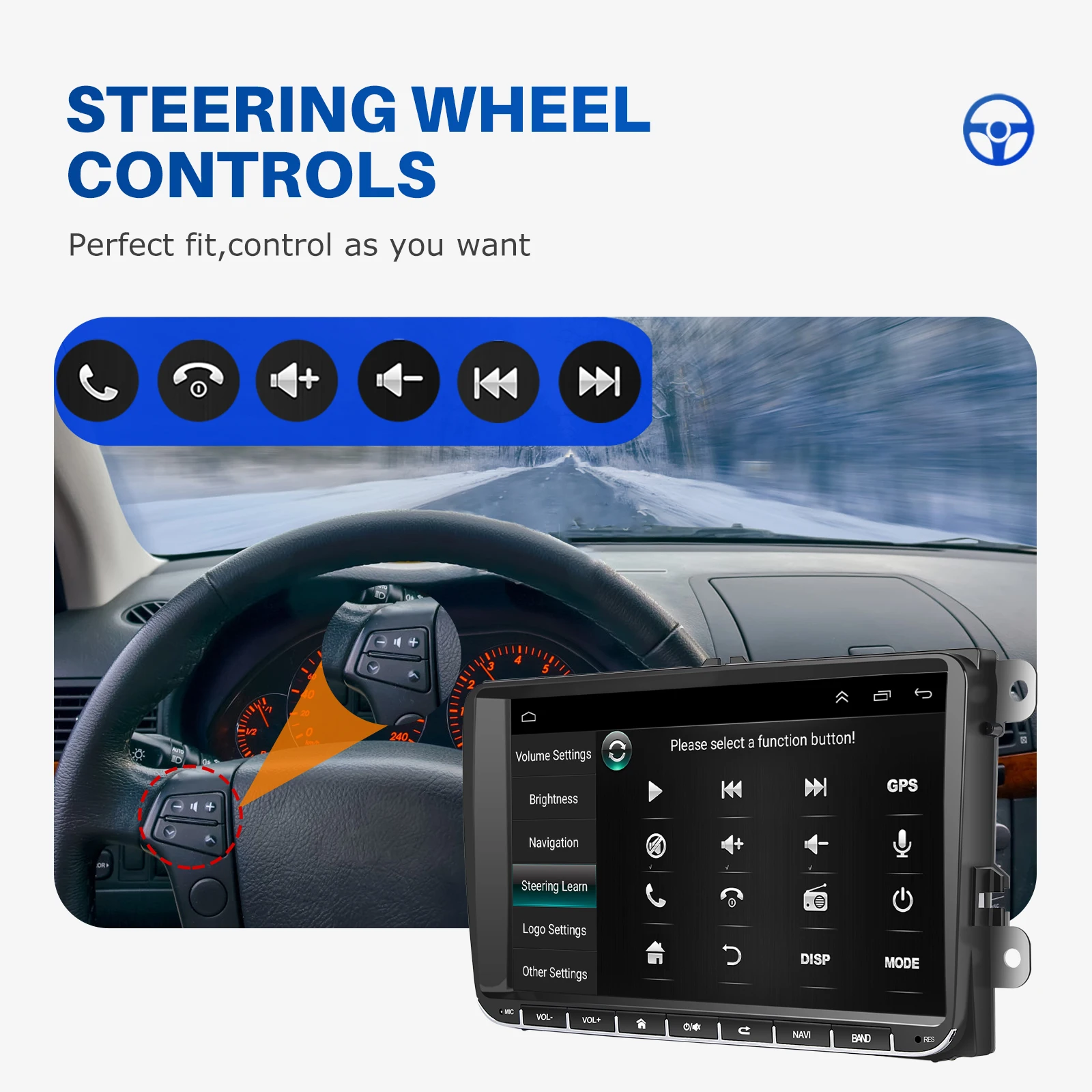 Фото Essgoo 9 ”Car Stereo Radio 2 Din Android 10.1 Autoradio CarPlay 32G Bluetooth Wi -Fi MP5 Player для VW Volkswagen Passat B6 Golf 6 №5