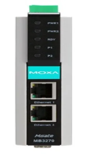 2-портовый преобразователь Modbus RTU/ASCII (2 x RS-232/422/485) в TCP Ethernet 1 IP-адрес) монтаж на