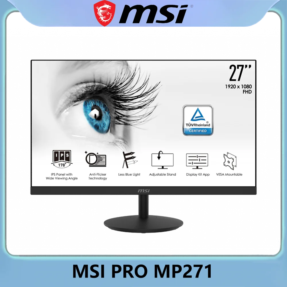 

MSI PRO MP271 27 Inches 1080P 75Hz Monitor IPS Office Narrow Border VGA HDMI