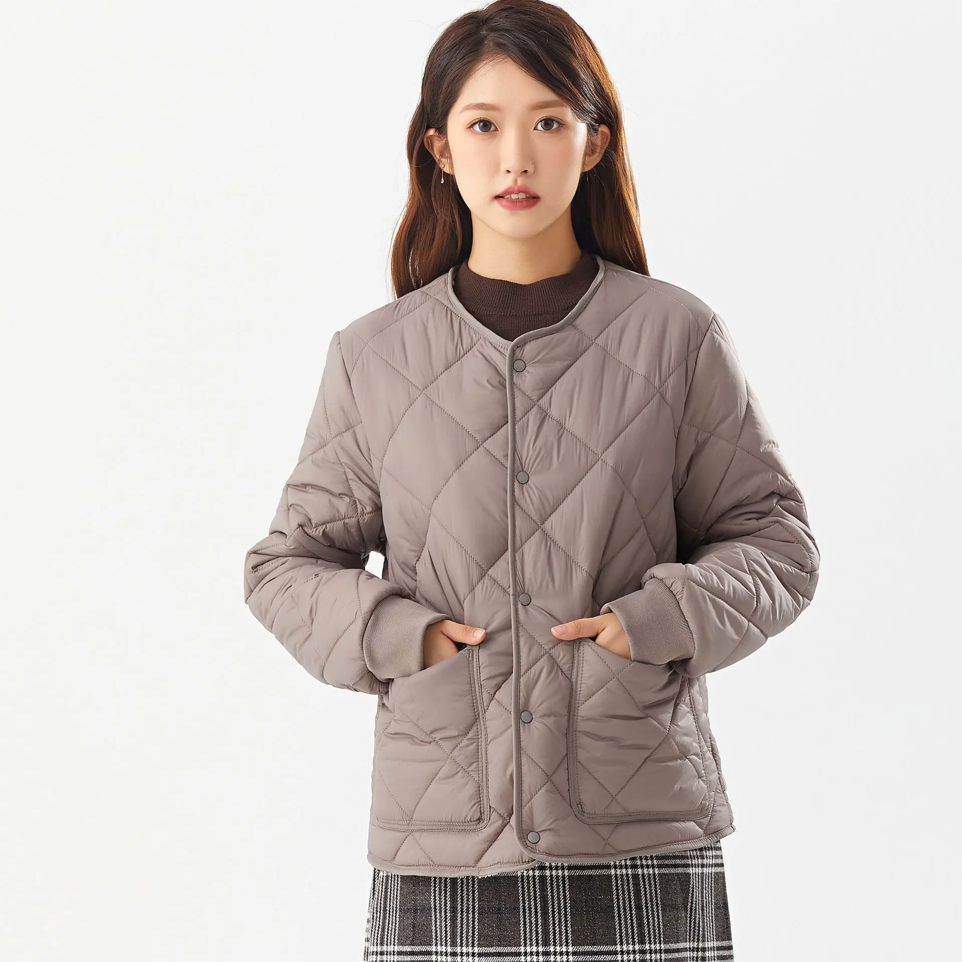 Winter New Lining Plush Thickening And Fattening To Increase Loose Women's V-neck Padded Jacket Slim Fit Quilted Down Jacket