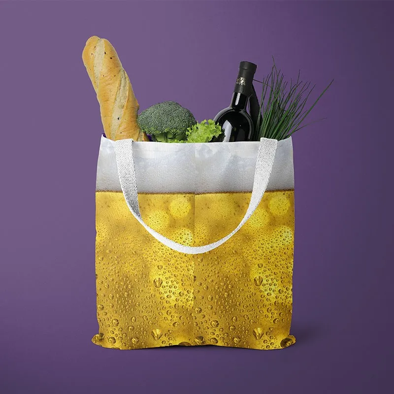 

DICHOS Women's Casual Canvas Shoulder Bag beer Shopping Bag Cotton Cloth Lady Handbag Eco Reusable Large Tote bag