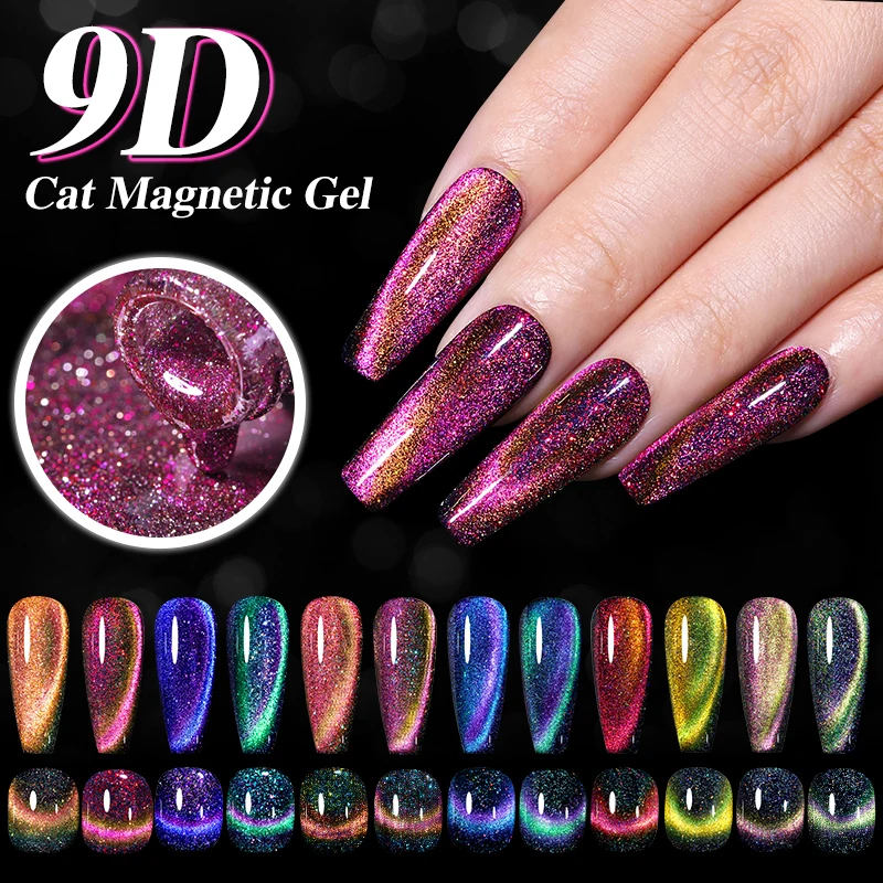 

YOKEFELLOW 7ML Cat Magnetic Gel Nail Polish Semi Permanent Soak Off Nail Art Varnish Cat Eye Nail Gel Sparkling Auroras Nail Gel