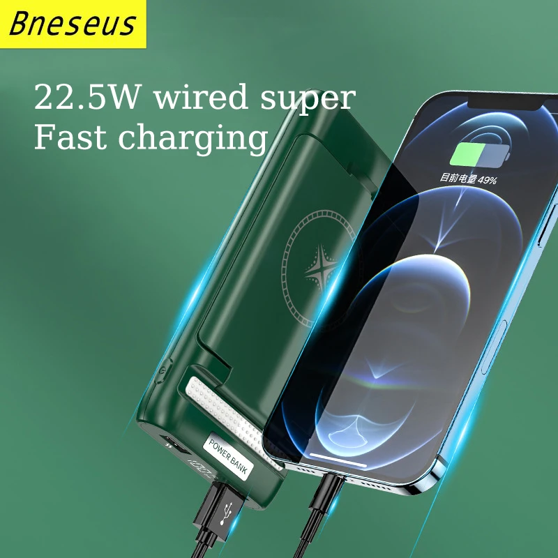 10000mAh Magnetic Wireless Power Bank 22.5W Fast Charging External Auxiliary Battery For iPhone 12 13 14 Macsafe Powerbank