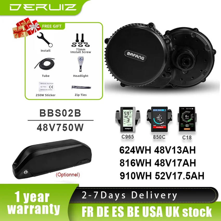 Bafang 48V750W BBS02B BBS02 Средний приводной двигатель электрический