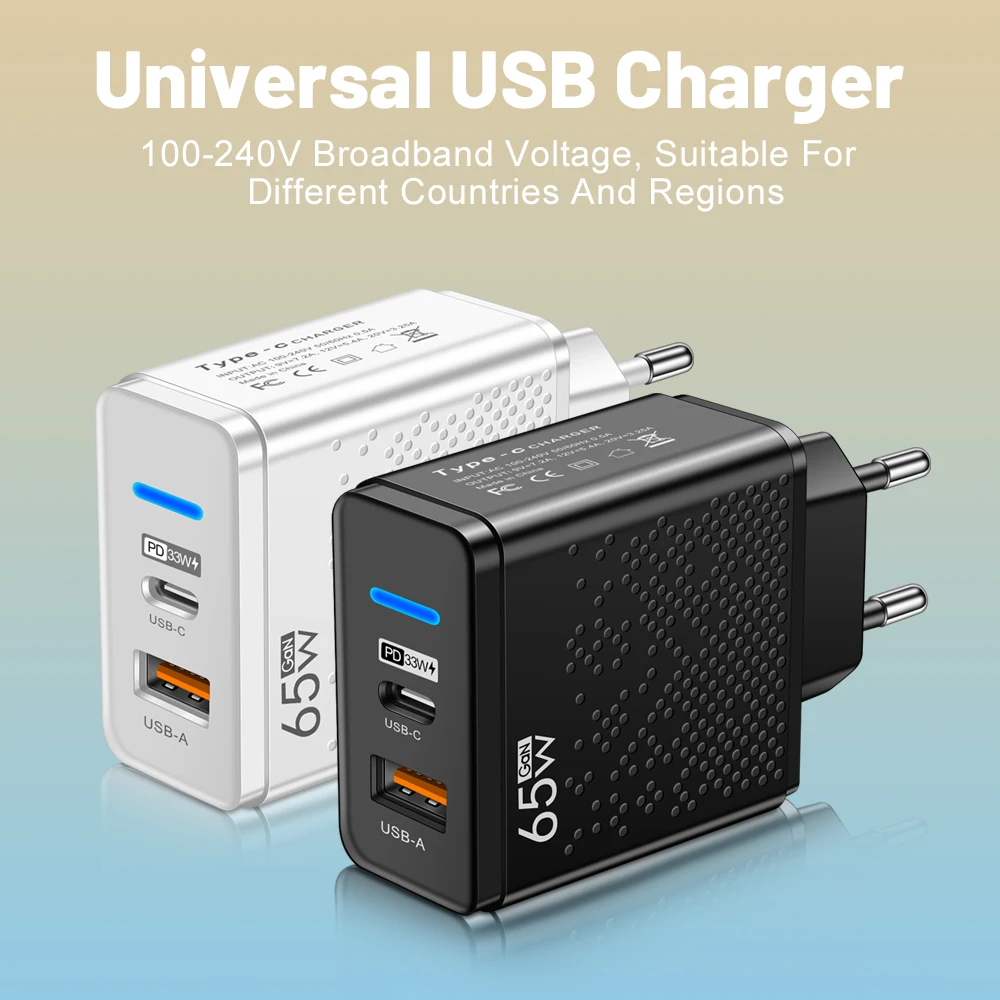 Зарядное устройство GaN USB 65 Вт, быстрая зарядка Pd QC 3,0, адаптер ...