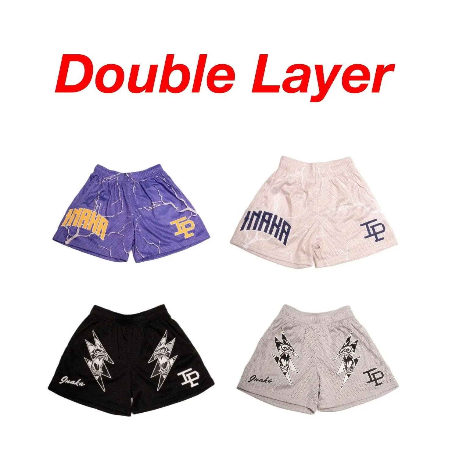 Inaka Double Mesh Shorts Season 14 Men Women Classic GYM Mesh Shorts Inaka Power Shorts Animal Print With Liner