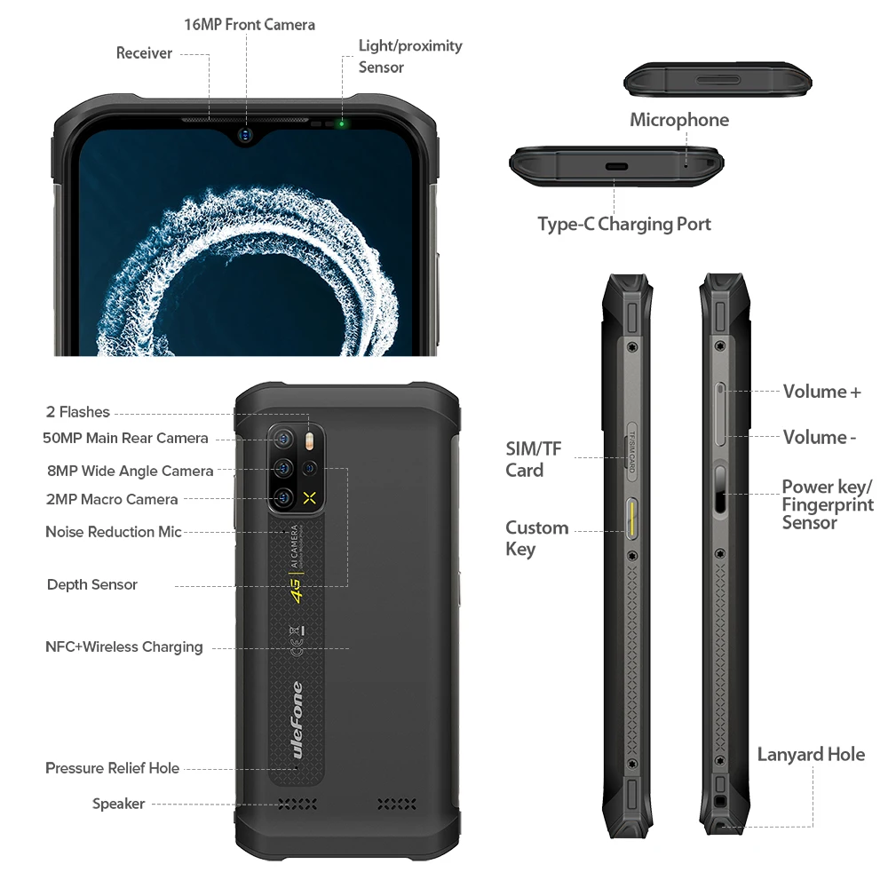 Ulefone Armor 12S Rugged Smartphone Helio G99 4G Mobile Phones Android 12 NFC 50MP 5180mAh 8GB+128GB Waterproof global version enlarge