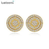 luoteemi hip hop design stud earrings for women men dating birthday christmas gifts small cz crystal paved fashion jewelry