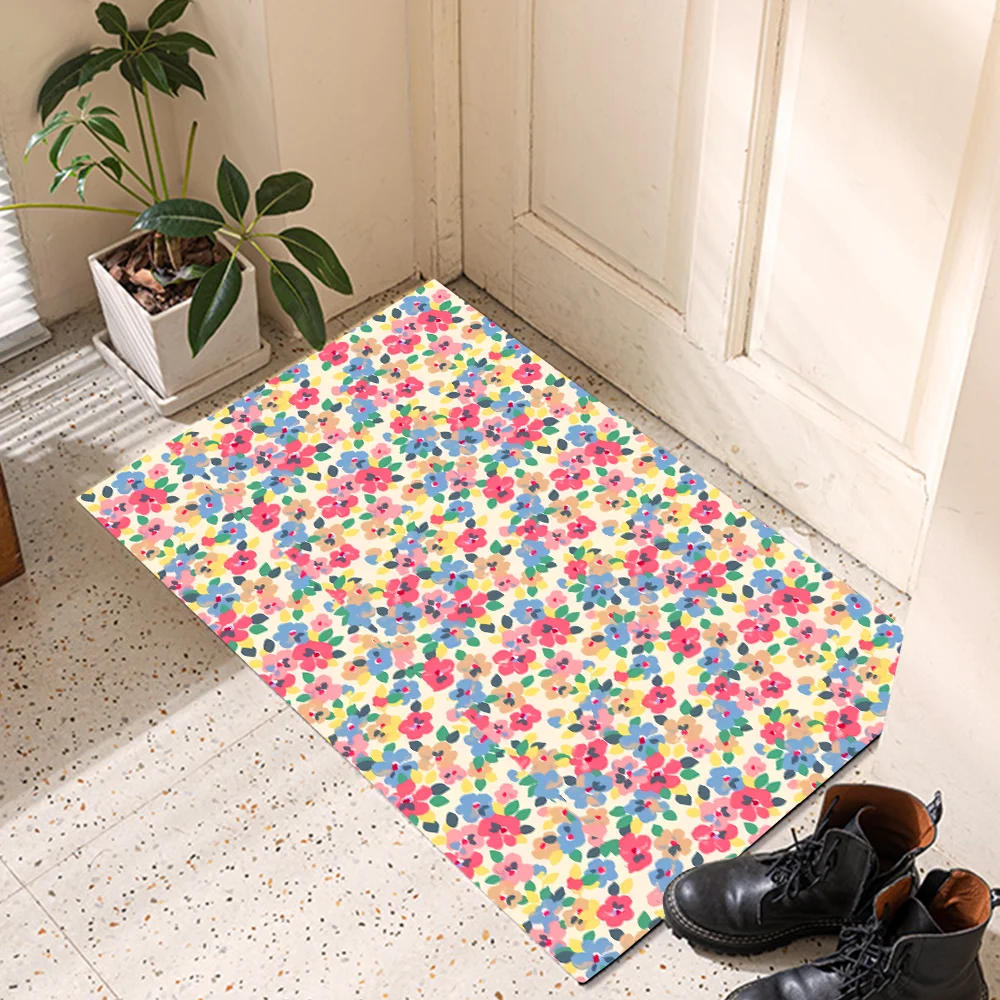 

Korea Style Cute Floral Bathtub Floor Rug Shower Room Doormat Indoor Kitchen Hallway Pad Badroom Carpets