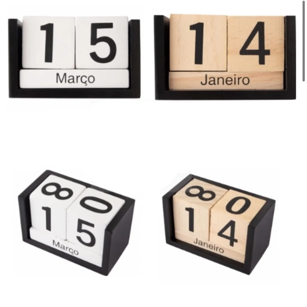 

Permanent Calendar Black and Wood Cubes For Home Office Table