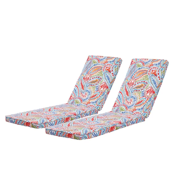 

2PCS Set Outdoor Lounge Chair Cushion Replacement Patio Funiture Seat Cushion Chaise Lounge Cushion (Flower Color)